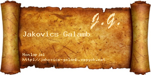 Jakovics Galamb névjegykártya